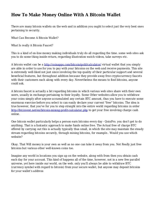 How To Make Money Online With A Bitcoin Wallet - 